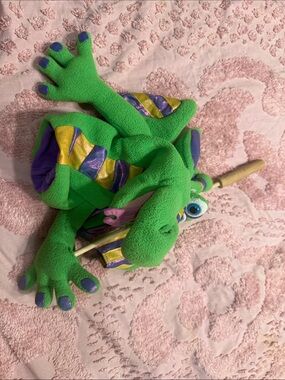 Melissa & Doug Green Plush Frog with Purple & Gold Stripes